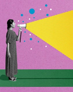 woman talking with megaphone