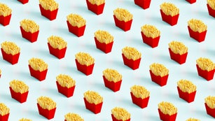 French fries low poly pattern background