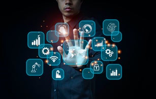 Businessmen point to holograms used to control AI