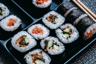 Set of Japanese sushi rolls. Eastern cuisine.