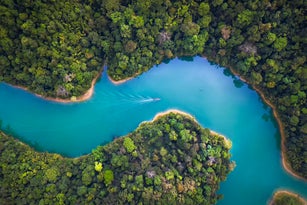 Bird eye view of Surat Thani fly in the morning.