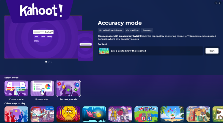 Accuracy mode in 1, 2, 3 ... - Kahoot! Quiz