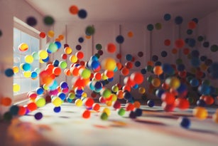 Fantasy room full of glass spheres
