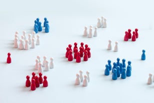 Community or social networking concepts still life with minimal style figurine.