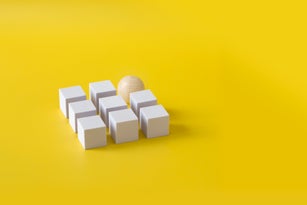 Singled out concept still life with geometric shapes - stock photo.