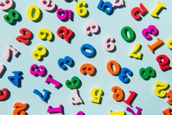 Colorful numbers on blue background