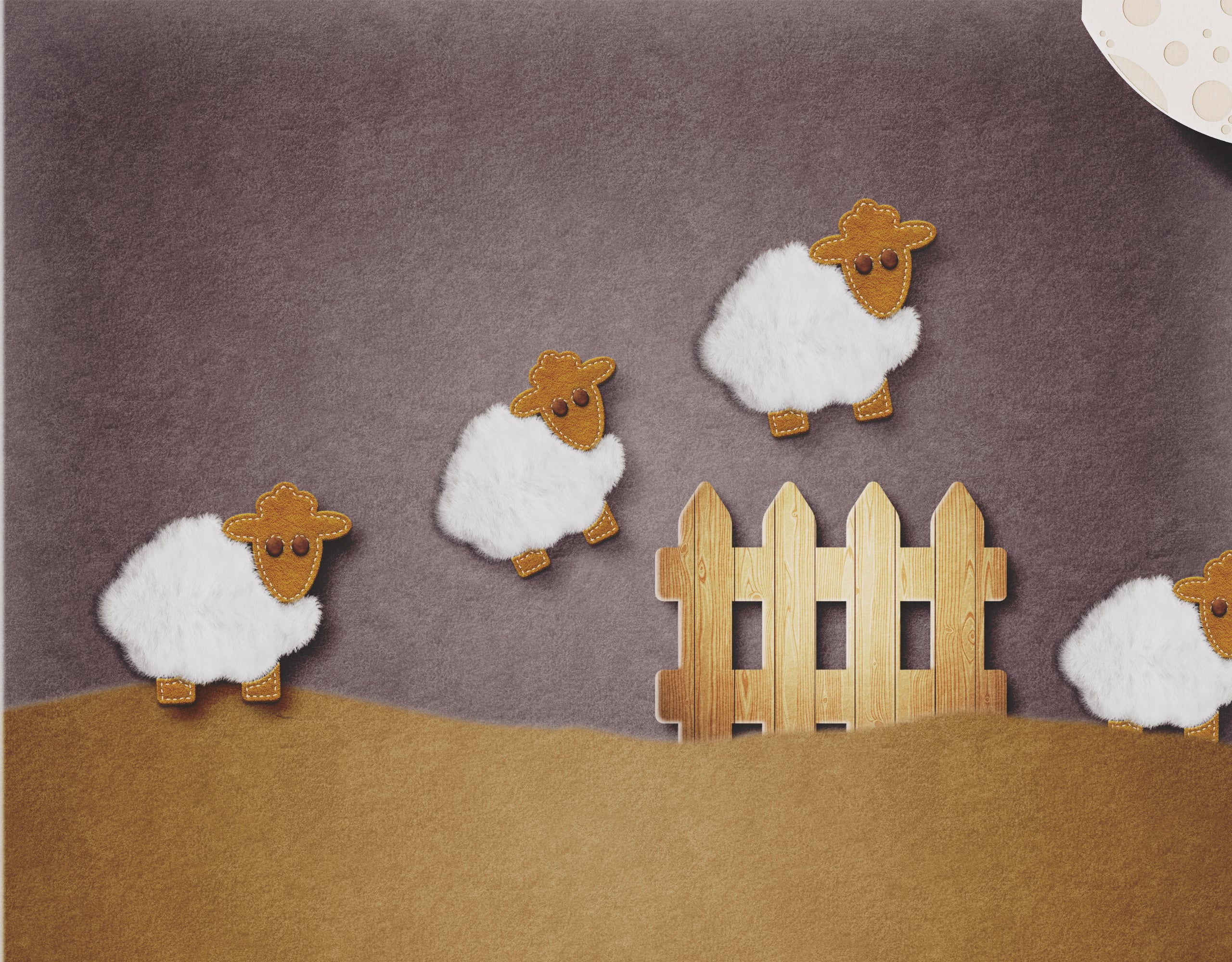 sheeps jumping a fence at night/ counting sheep concept