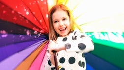 girl with colourful umbrella