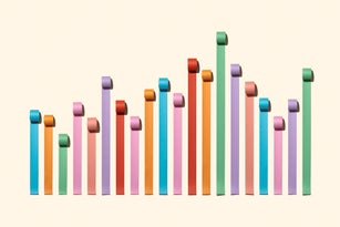 Uneven Chaos Bar Chart Made of Paper Rolls