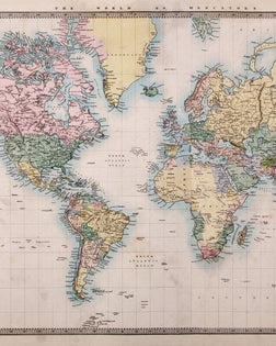 Old World Map on Mercators Projection