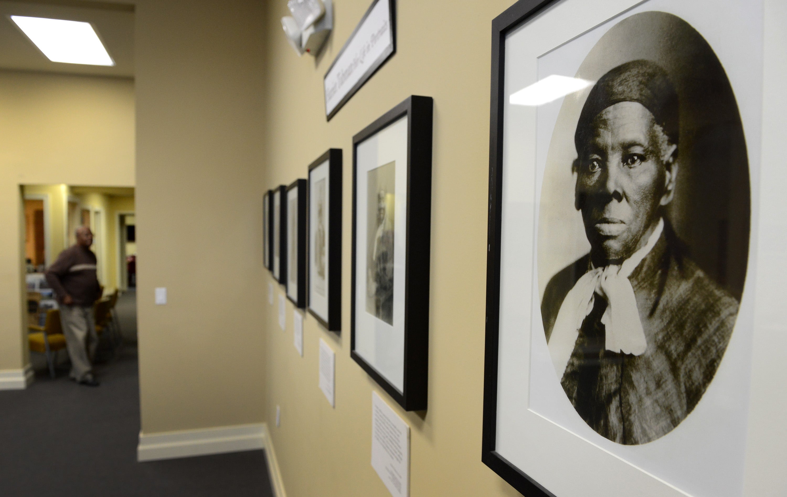 CAMBRIDGE, MD - MARCH 5:   Portraits of Harriet Tubman hang in 