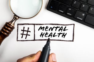 Mental health. Computer keyboard on the office table