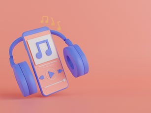 3d rendering music application on smartphone.