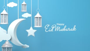 Origami Design Paper Craft Happy Eid Mubarak Ramadan Background