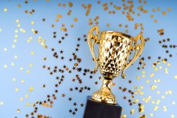 Golden Trophy With Star Shape Glitter