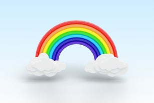 Low poly rainbow and clouds