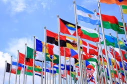 Brazil Argentina and world flags