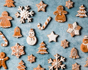 Christmas cookies flat lay
