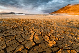 Textured cracked mud landscape, Iceland