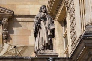 Charles-Louis Montesquieu (1689-1755) statue on the Louvre. He was a French judge, man of letters, and political philosopher (famous theory of separation of powers).