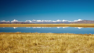 Beautiful lake and grassland in Himalaya